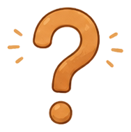 a hand-drawn orange question mark with little emphasis strokes around it