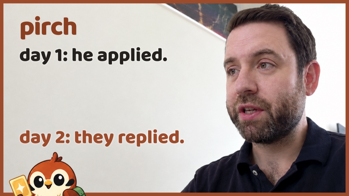A real pirch hunt on camera — day 1 he applied, day 2 they replied