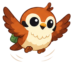 the pirch sparrow flying along a pen-tool path